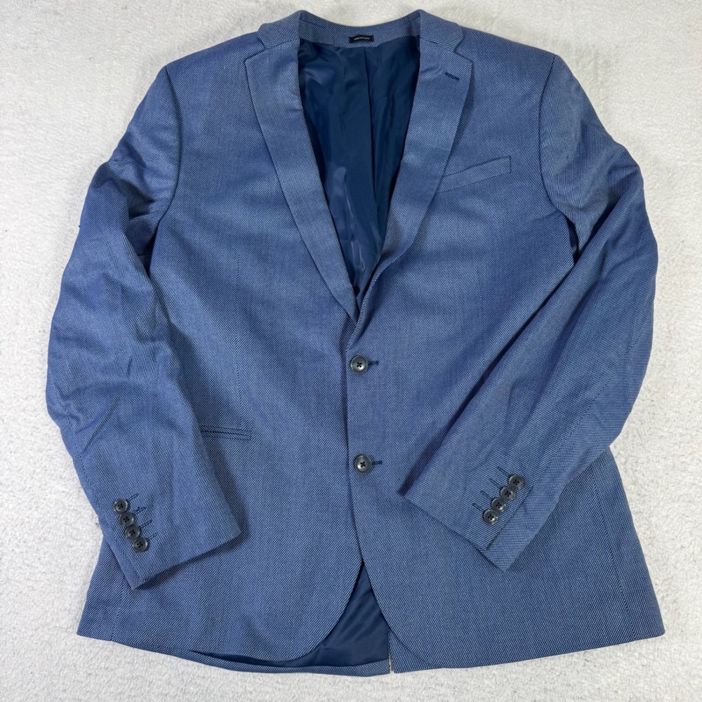 J.Ferrar Blazer Mens 42R Blue Good Slim Fit 2-Button Micro Pattern Sport Coat